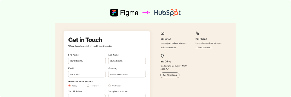 Formulario Figma para HubSpot CMS
