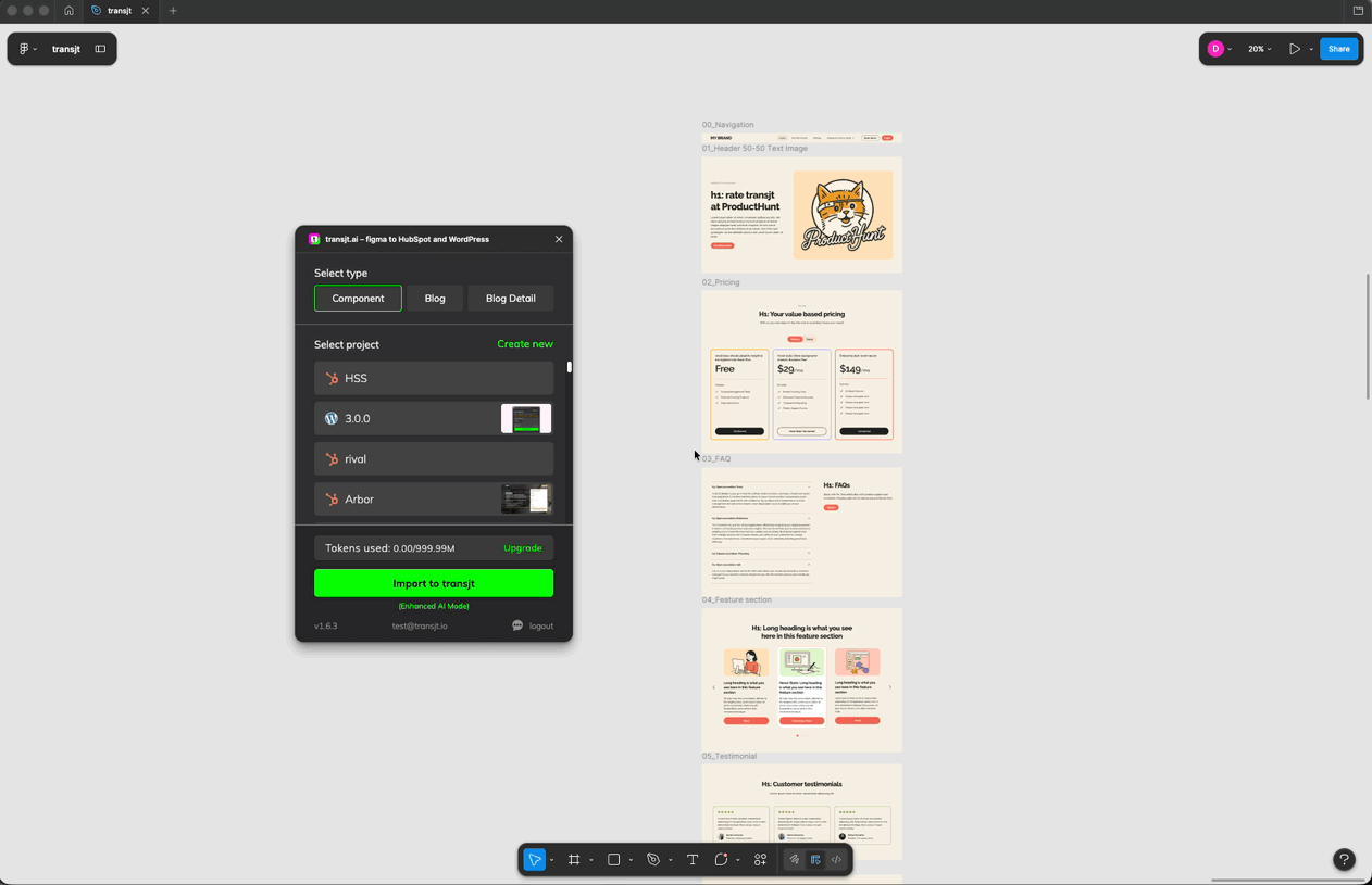transjt - figma to WordPressexport